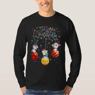 T-shirt Mignons pingouins Joyeux lumières de Noël Ornement
