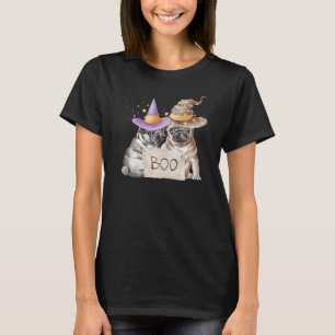 T-shirt Mignons Pugs Halloween Chien Fantôme Boo Automne F