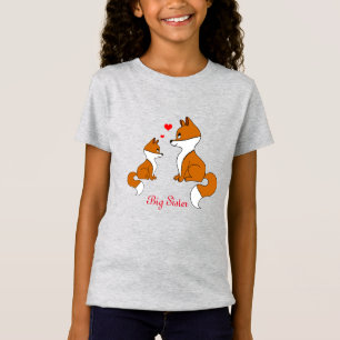 T-Shirt Mignons renards aux coeurs, dessinés à la main