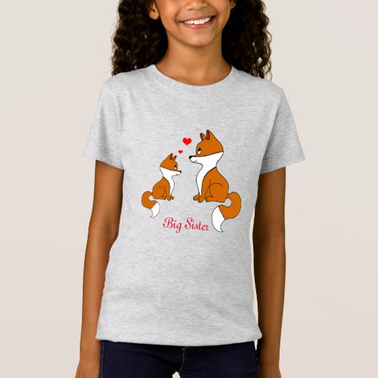 T-Shirt Mignons renards aux coeurs, dessinés à la main (Devant)