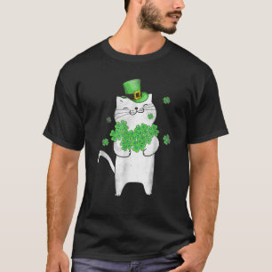 T-shirt Mignons Shamrocks Amoureux de les chats Jour de la