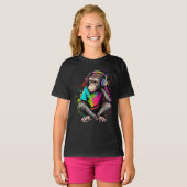T-shirt Mignons Singe Écouter Musique, Musique Singe Obséd (Devant entier)