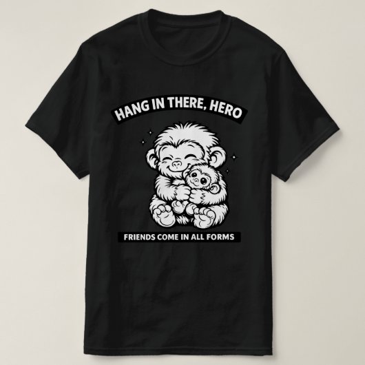 T-shirt Mignons singes s'étreignant, les amis se présenten (Design devant)