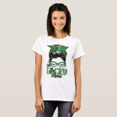 T-shirt Migny One Lucky Mama Messy Bun Happy St patrick Da (Devant entier)