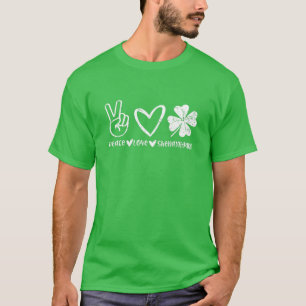 T-shirt Migny Peace Love Shenanigans Shamrock Happy St Par