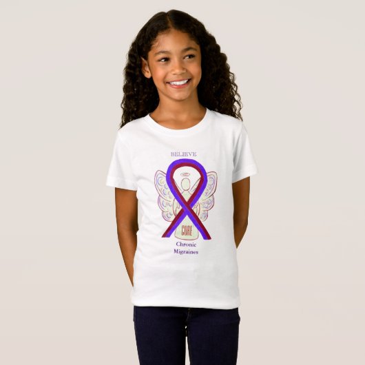 T-Shirt Migraines chroniques Sensibilisation Ribbon Angel (Devant entier)
