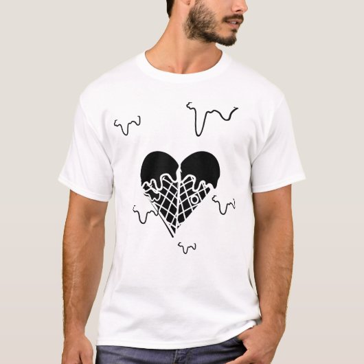 T-shirt Mikitiez coeur noir biscuits et crème glacée (Devant)
