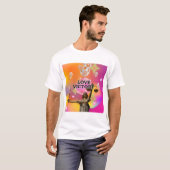 T-shirt Mikitiez crâne rose baroque arc-en-ciel rock disco (Devant entier)