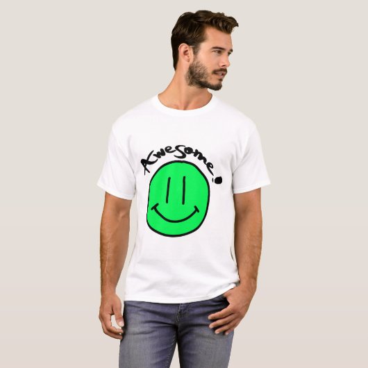 T-shirt Mikitiez face souriante école été printemps vert (Devant entier)