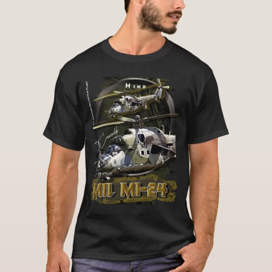 T-shirt Mil Mi-24 Armes D'Hélicoptère Lourdement Armées (Devant)