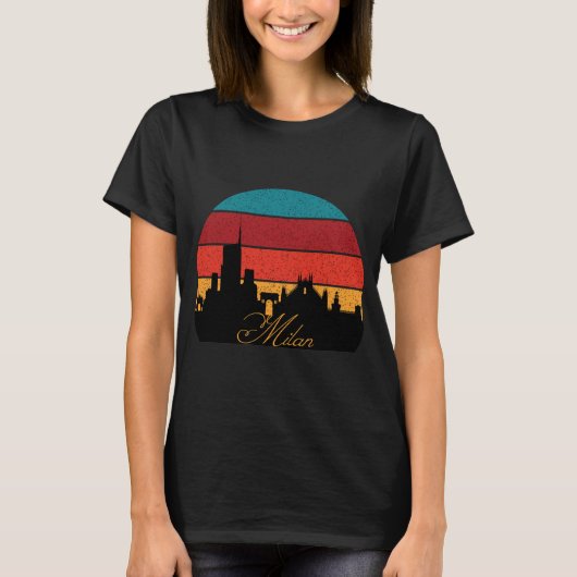 T-shirt Milan Duomo Rétro Synthwave Voyage (Devant)