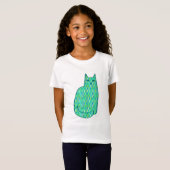 T-Shirt Milieu du siècle moderne Chat, Mint et Lime Vert (Devant entier)