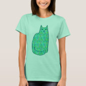 T-shirt Milieu du siècle moderne Chat, Mint et Lime Vert (Devant)