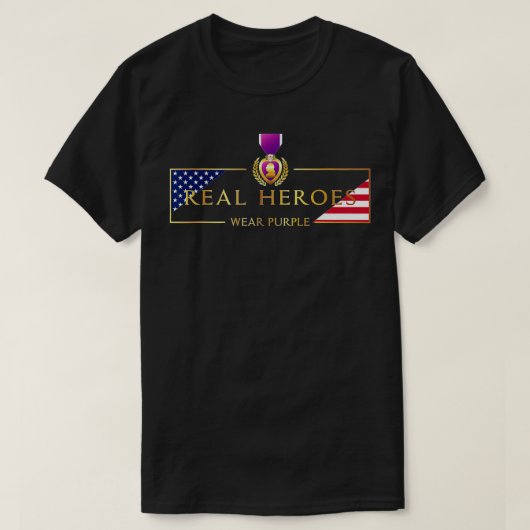 T-shirt Militaire coeur pourpre Véritables héros portent v (Design devant)
