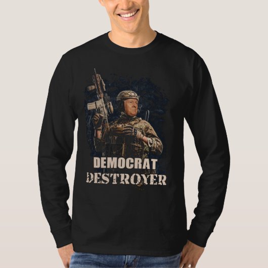T-shirt Militaire soldat Trump Démocrate Détroyer USA (Devant)