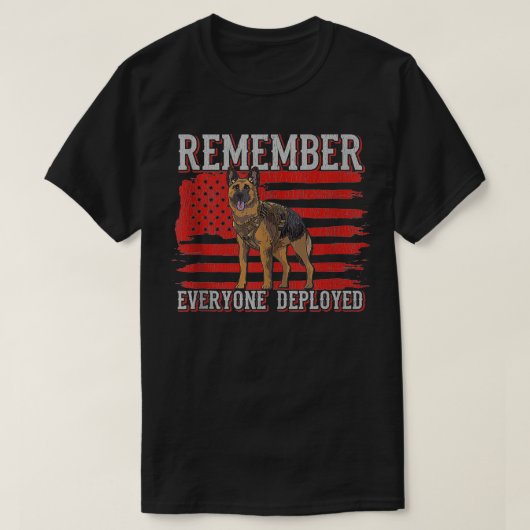 T-shirt Military Dog Service RED Friday Remember Everyone  (Design devant)