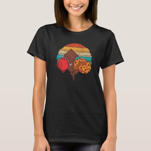 T-shirt Milk Chocolate Bar Chocolate Chip Cookies Retro Ch (Devant)