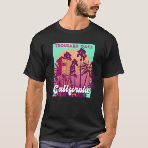T-shirt Mille Chênes Californie Plage de palmier retro vin