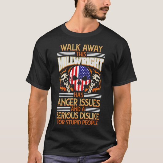 T-shirt Millwright USA Skull Anger Anger Issues (Devant)