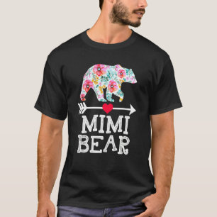 T-shirt Mimi Bear Maman Grand-mère Floral Bonne Fête des M