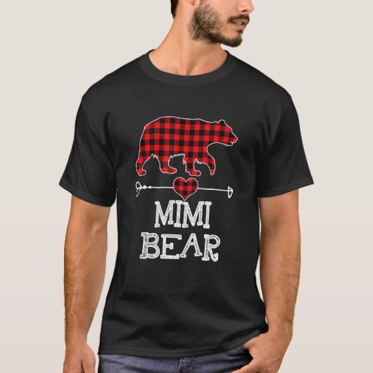 T-shirt Mimi Bear Rouge Buffalo Plaid Mimi Bear Pyjama (Devant)