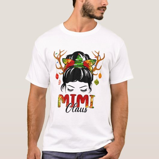 T-shirt Mimi Claus Messy Bun Wink Eyes Décoration de Noël (Devant)