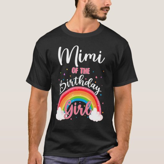 T-shirt Mimi De L'Anniversaire Fille Arc En Ciel Famille B (Devant)