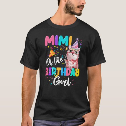 T-shirt Mimi De L'Anniversaire Fille Chat Kitten Thème Fam (Devant)