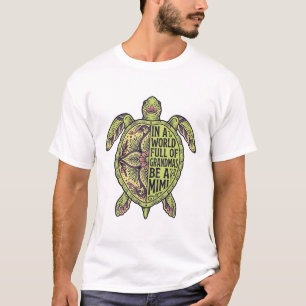 T-shirt Mimi Grand-mère Tortue de mer Vintage Floral Conce