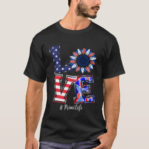 T-shirt Mimi Life 4 juillet Love Tournesol Patriotique Ame