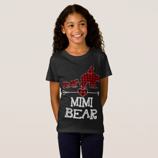 T-Shirt Mimi Oear Pajama de Noël Rouge Plaid Buffalo Famil (Devant entier)