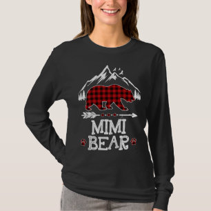 T-shirt Mimi Oear Pajama de Noël Rouge Plaid Buffalo Famil