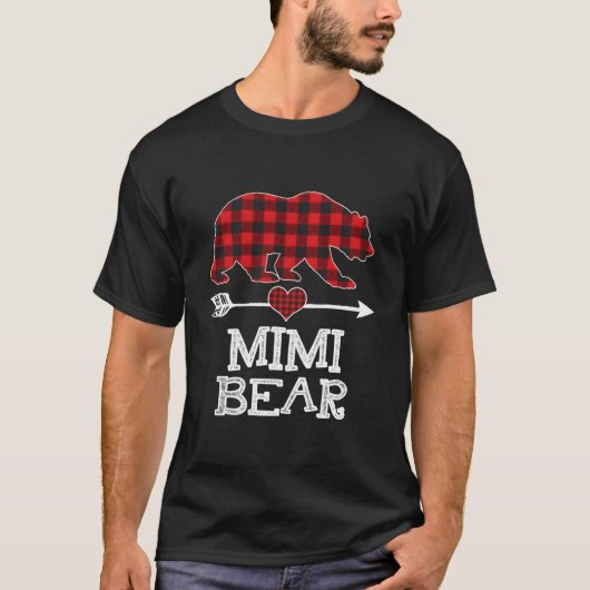 T-shirt Mimi Oear Pajama de Noël Rouge Plaid Buffalo Famil (Devant)