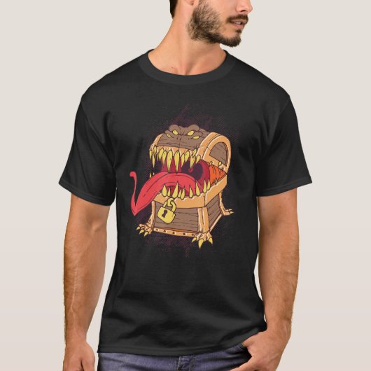 T-shirt Mimic Dice Chest Funny D20 Treasure Tabletop Jeu (Devant)