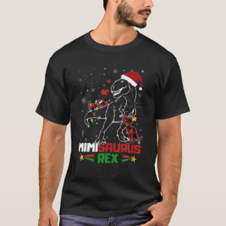 T-shirt Mimisaurus mignon Rex Dinosaur Rouge Plaid Noël T