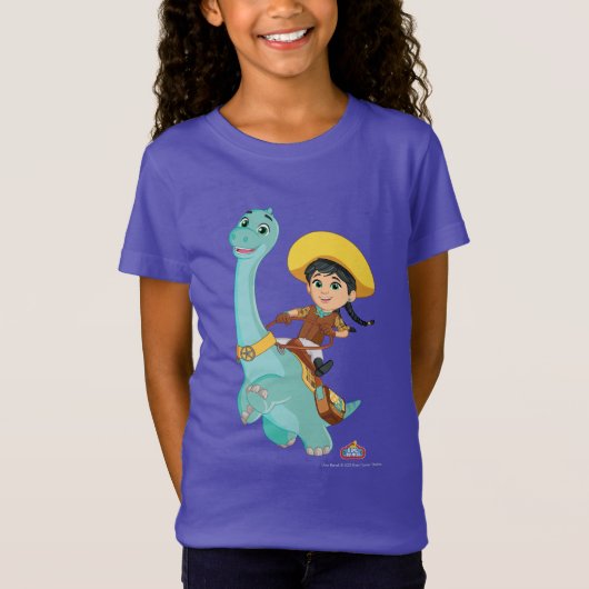 T-Shirt Min & Clover | Joyeux Cowgirl & Brontosaurus Ride (Devant)