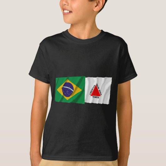 T-shirt Minas Gerais et drapeaux de ondulation du Brésil (Devant)