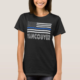 T-shirt Mince Ligne Bleue Coeur Vancouver Agent de police 
