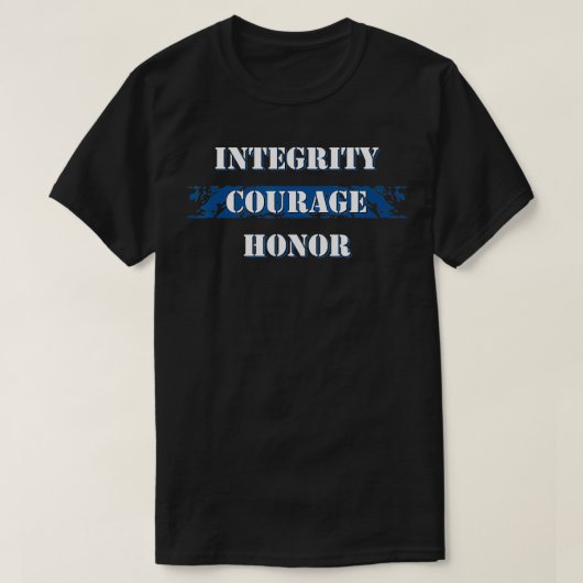 T-shirt Mince Ligne Bleue Intégrité Courage Honneur I Poli (Design devant)