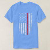 T-shirt Mince Red Line Cool du drapeau américain Pompier S (Design devant)