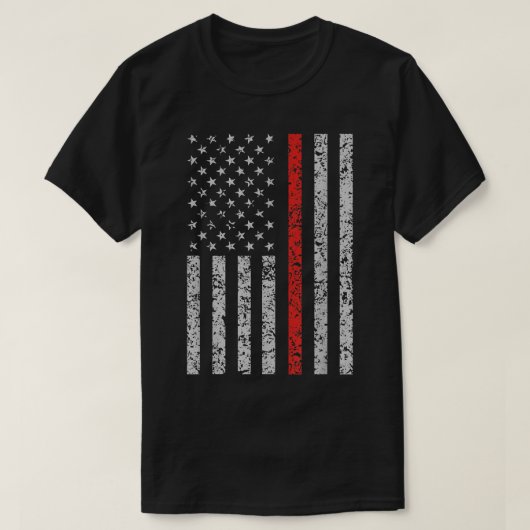 T-shirt Mince Red Line Firefighter drapeau américain   (Design devant)