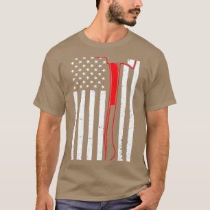 T-shirt Mince Red Line Pompier pompier Ax American Fla