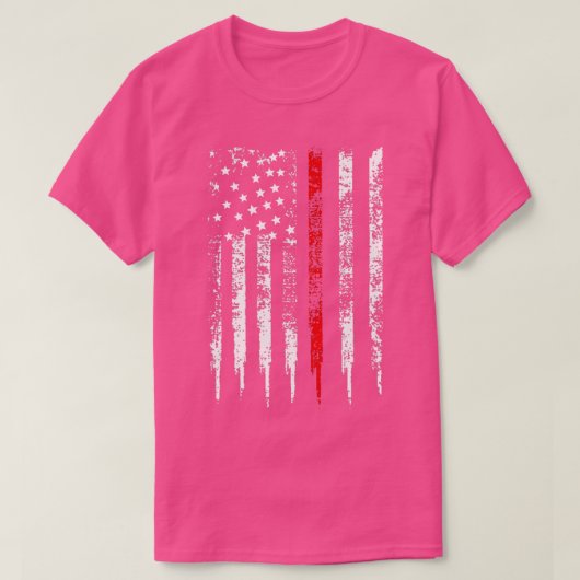 T-shirt Mince Red Line US Drapeau Distressed Firefighter C (Design devant)