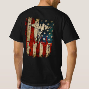 T-shirt Mince Red Line USA Flag Nurse