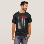 T-shirt Mince Red Line USA US Drapeau Heartbeat Pride Nurs (Devant entier)