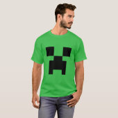 T-shirt Minecraft Creeper Pixel Visage de Monstre Vert – B (Devant entier)