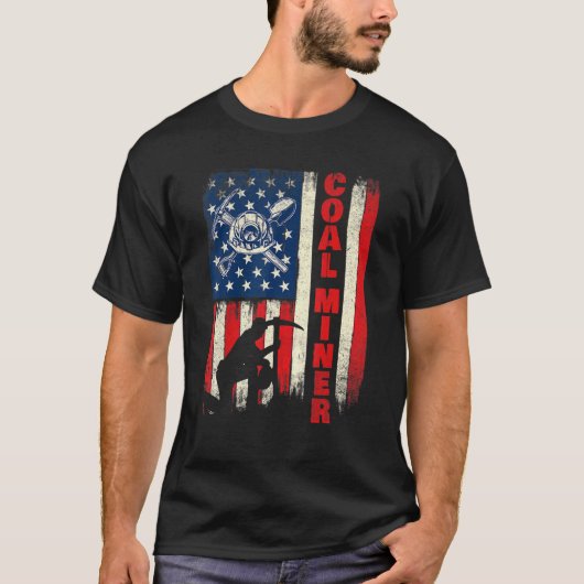 T-shirt Miner de charbon - Drapeau américain patriotique P (Devant)