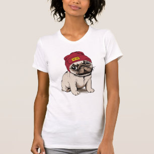 T-shirt Mini carlin de hippie de chiot