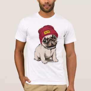 T-shirt Mini carlin de hippie de chiot