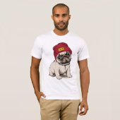 T-shirt Mini carlin de hippie de chiot (Devant entier)